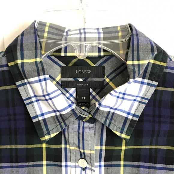 J. CREW Perfect Plaid Button Down Cotton Shirt Bundle Blue Red Boys Size 2T - Picture 4 of 16